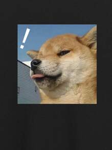 Manfinity Camiseta con estampado de letra y dibujos animados - Negro - Ver 4