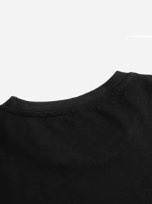 Manfinity Camiseta con estampado de letra y dibujos animados - Negro - Ver 6