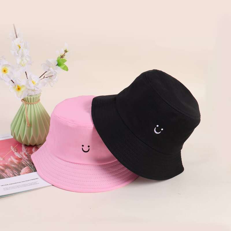 

2pcs Embroidery Bucket Hat, Multicolor