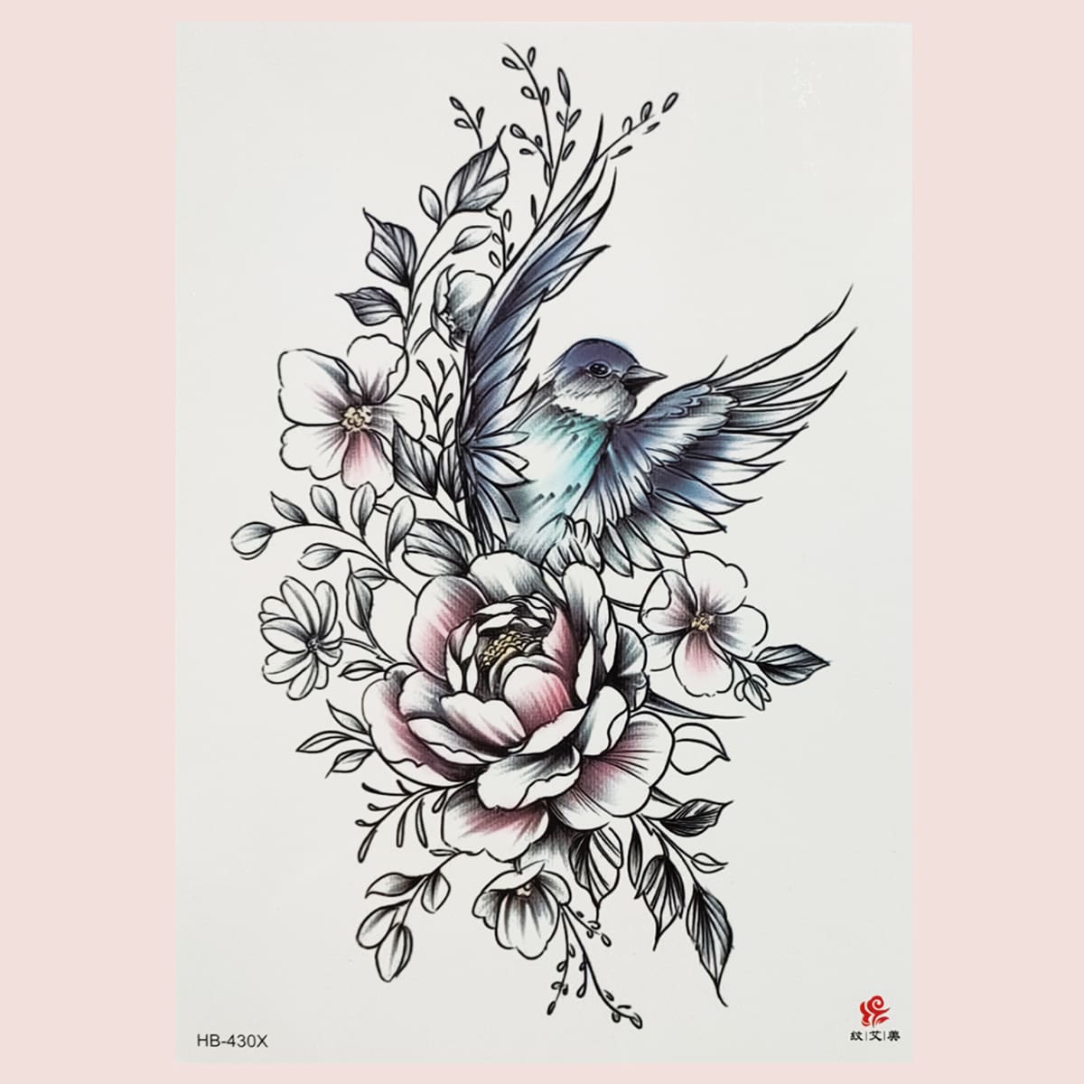 

1sheet Flower Pattern Tattoo Sticker, Multicolor