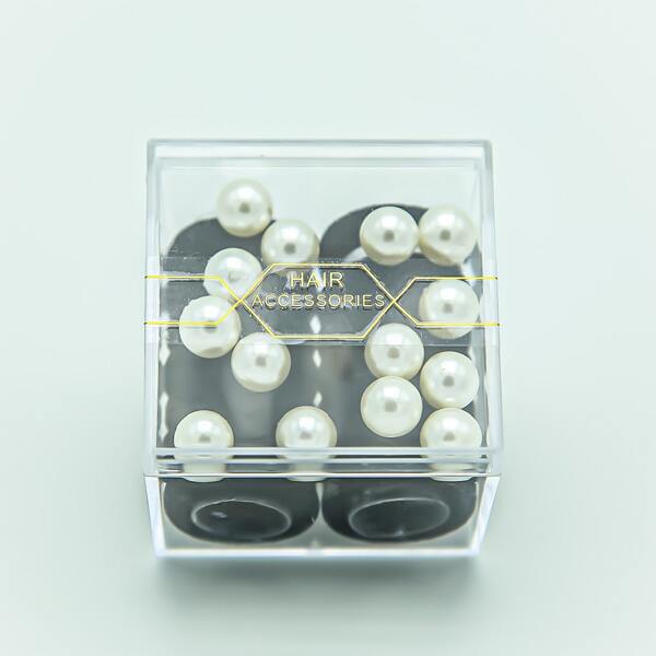 

14pcs Faux Pearl Hair Tie, Black