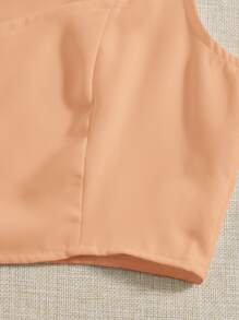 側拉鏈雞心領短版上衣 - 杏色 - 查看 3