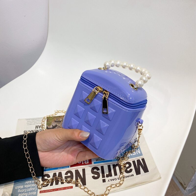 

Mini Faux Pearl Handle Box Bag, Blue