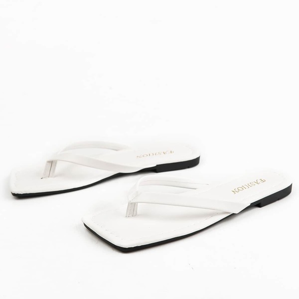 

Minimalist Toe Post Flat Sandals, Beige