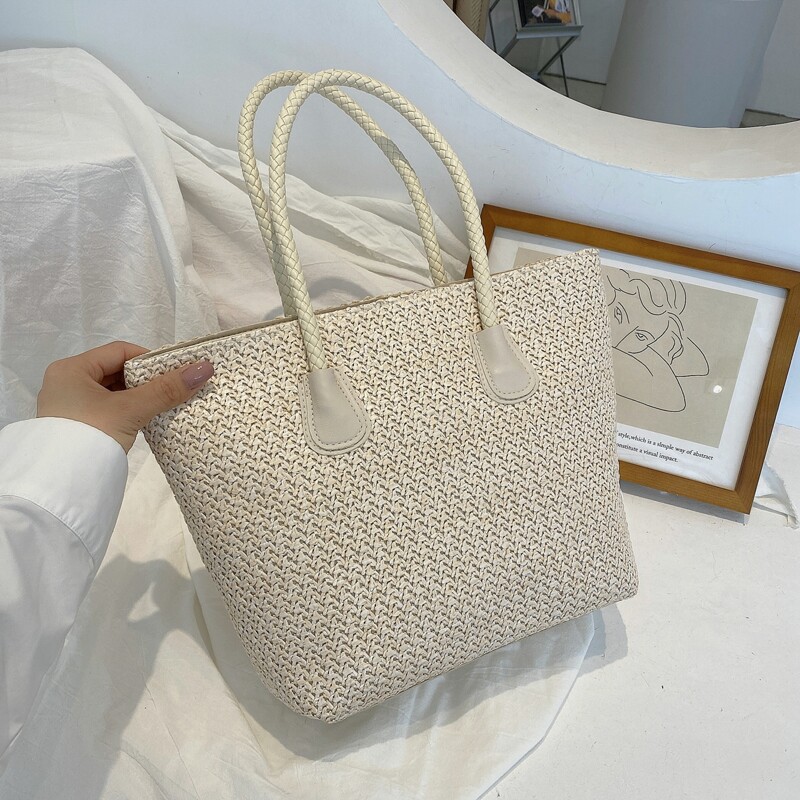 

Straw Tote Bag, Beige