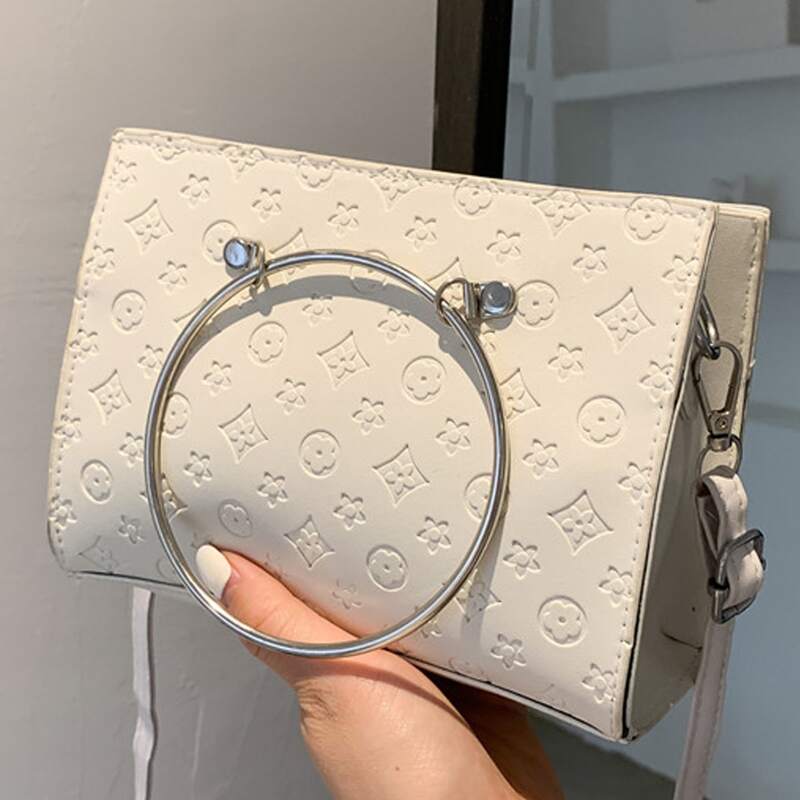 

Ring Handle Satchel Bag, White