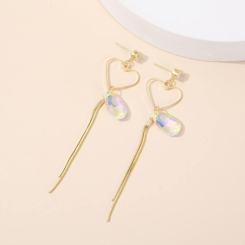 

Heart Drop Earrings, Gold