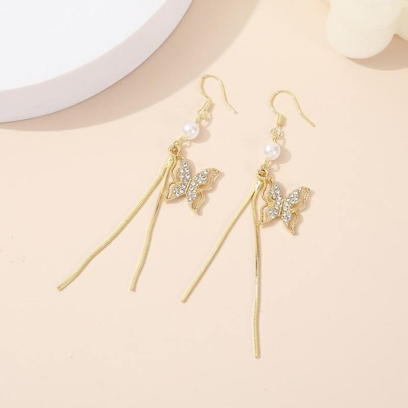 

Butterfly Drop Earrings, Gold