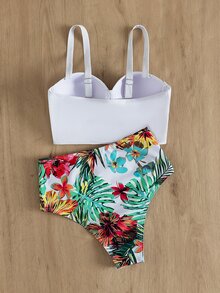 Bikini Floral y Tropical con Acolchado Levantacola - Blanco - Ver 2