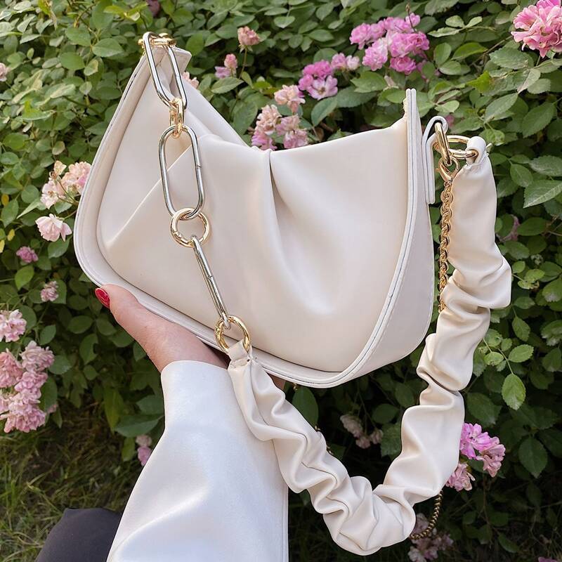 

Ruched Shoulder Bag, Beige