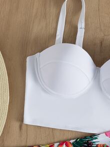 Bikini Floral y Tropical con Acolchado Levantacola - Blanco - Ver 5