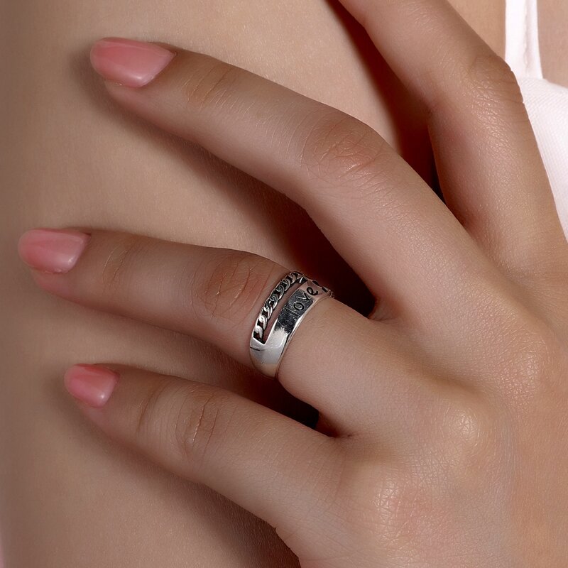 

Letter Detail Ring, Silver