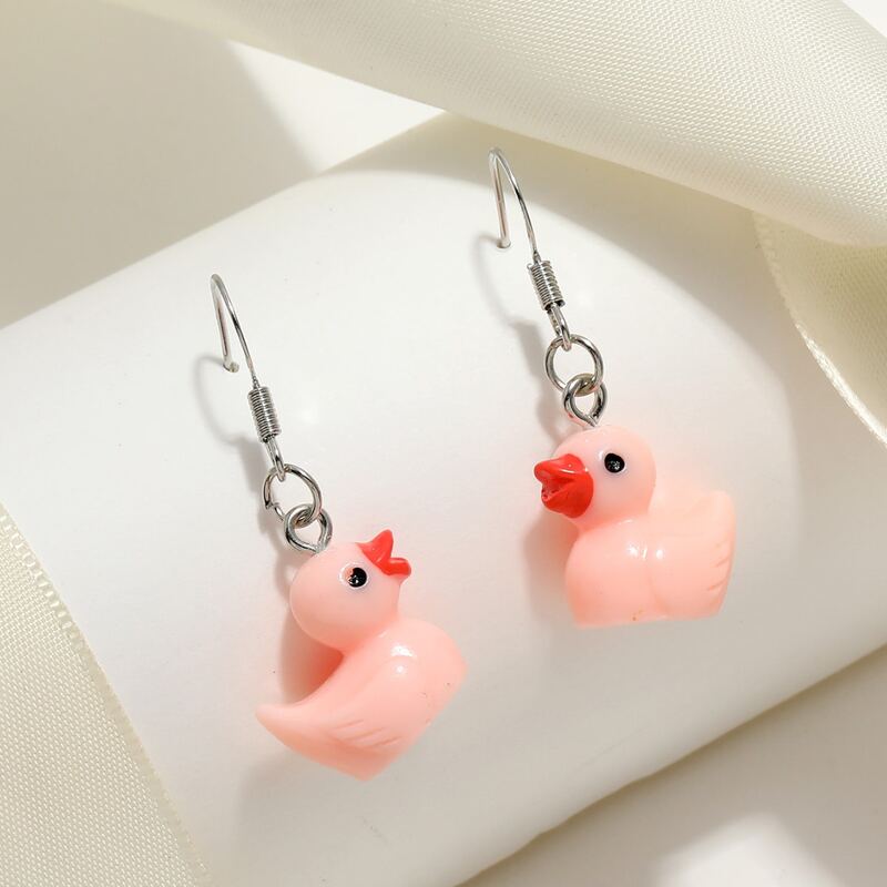 

Duck Drop Earrings, Pink