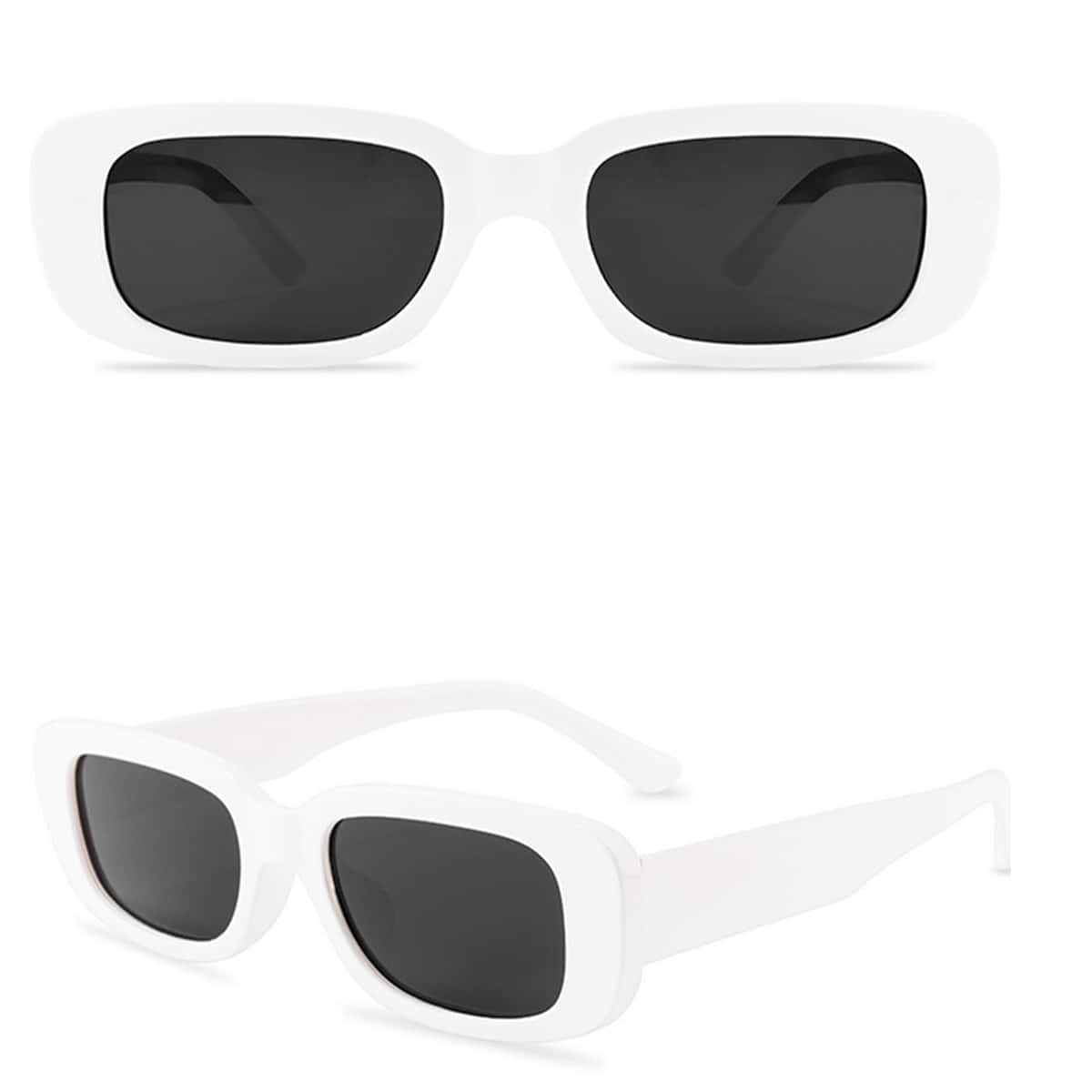 

Rectangle Frame Sunglasses, White