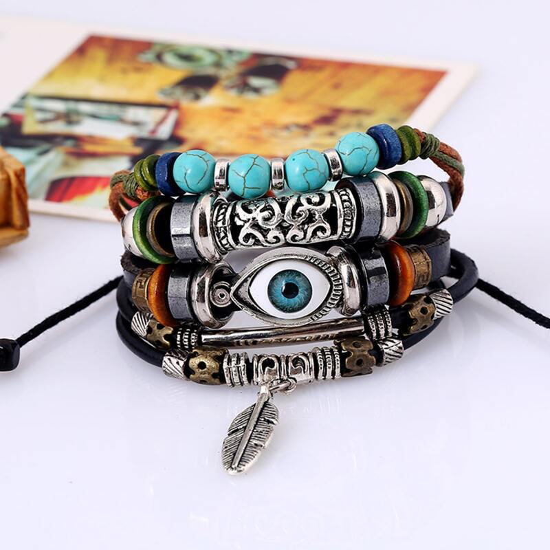 Guys Eye Decor Layered Bracelet, Silver