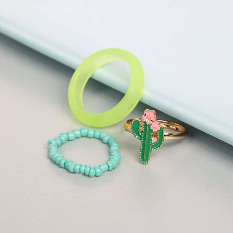 

3pcs Cactus Decor Ring, Multicolor