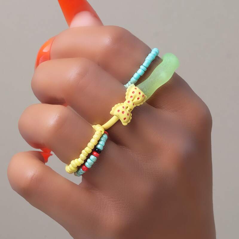 

5pcs Bow Decor Ring, Multicolor