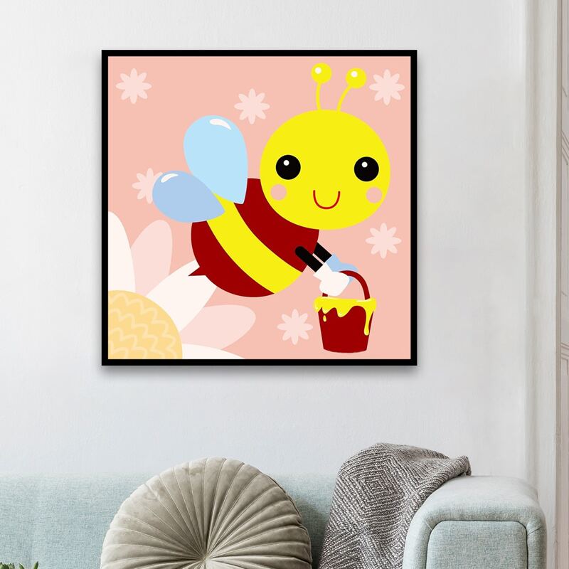 

Cartoon Bee Print Diamond Painting Without Frame, Multicolor