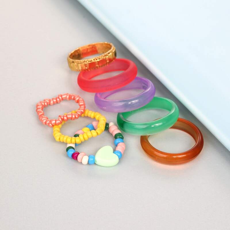 

8pcs Multicolored Ring, Multicolor