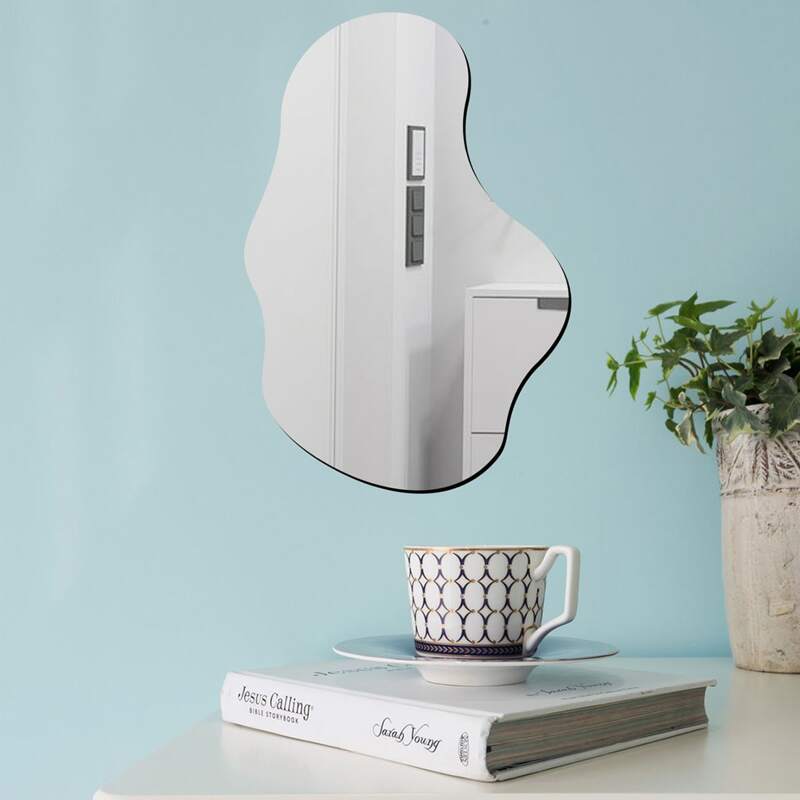 

1pc Irregular Mirror Surface Wall Sticker, Silver