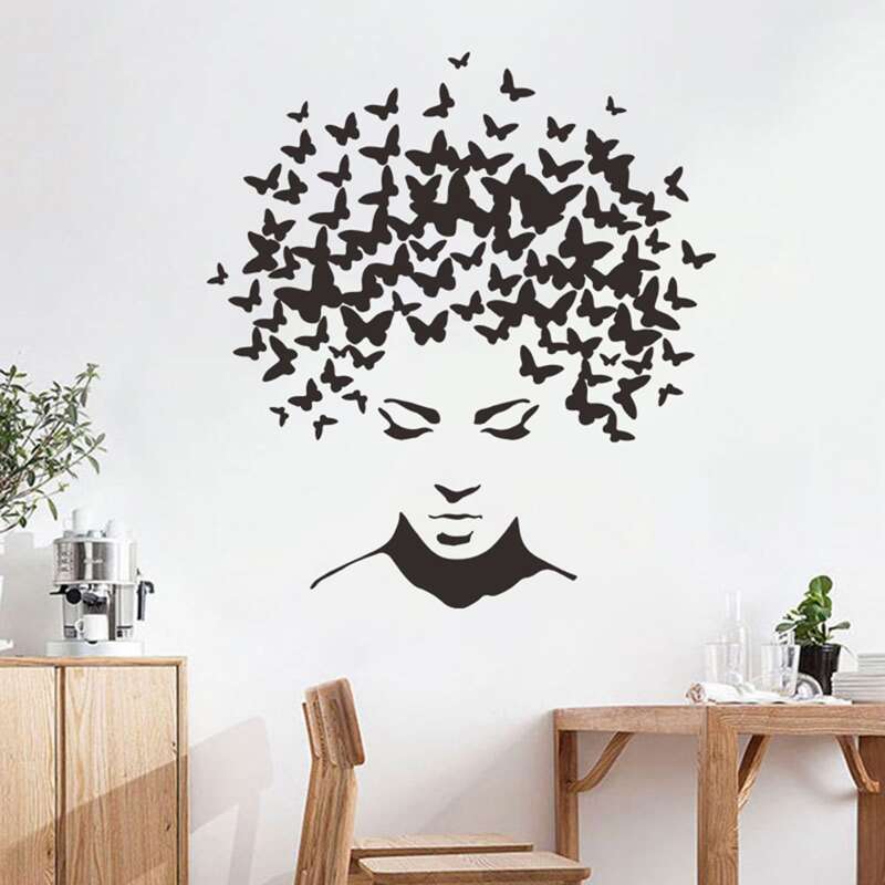 

1pc Graphic Wall Sticker, Black