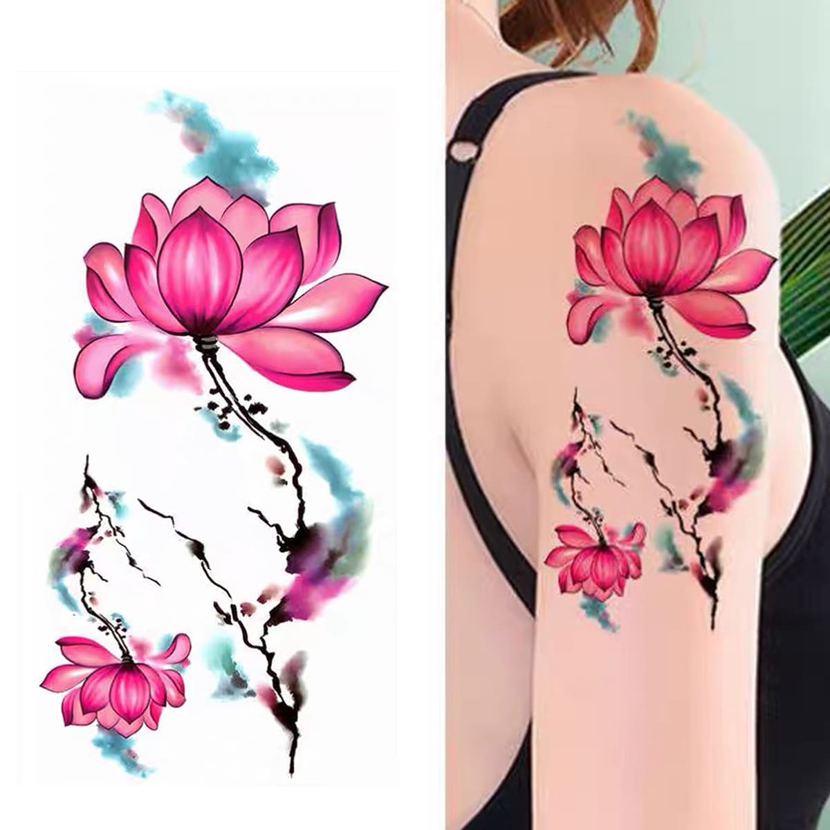 

1sheet Floral Pattern Tattoo Sticker, Multicolor