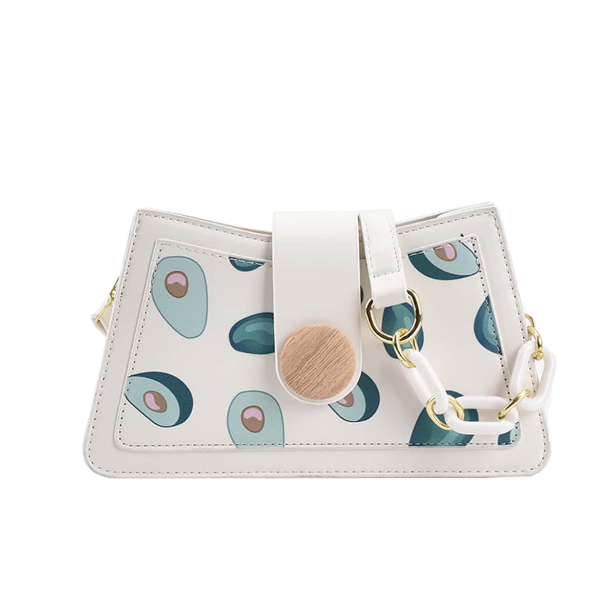 

Avocado Print Crossbody Bag, White