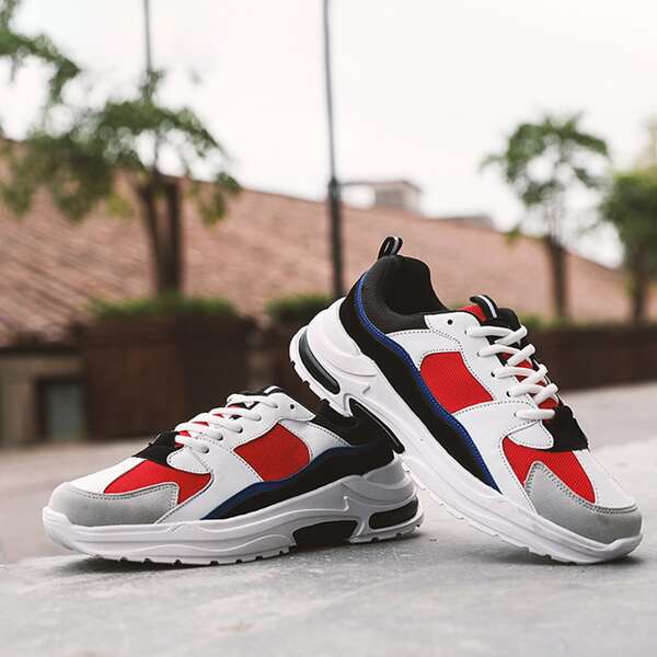 

Men Colorblock Lace Up Front Sneakers, Multicolor
