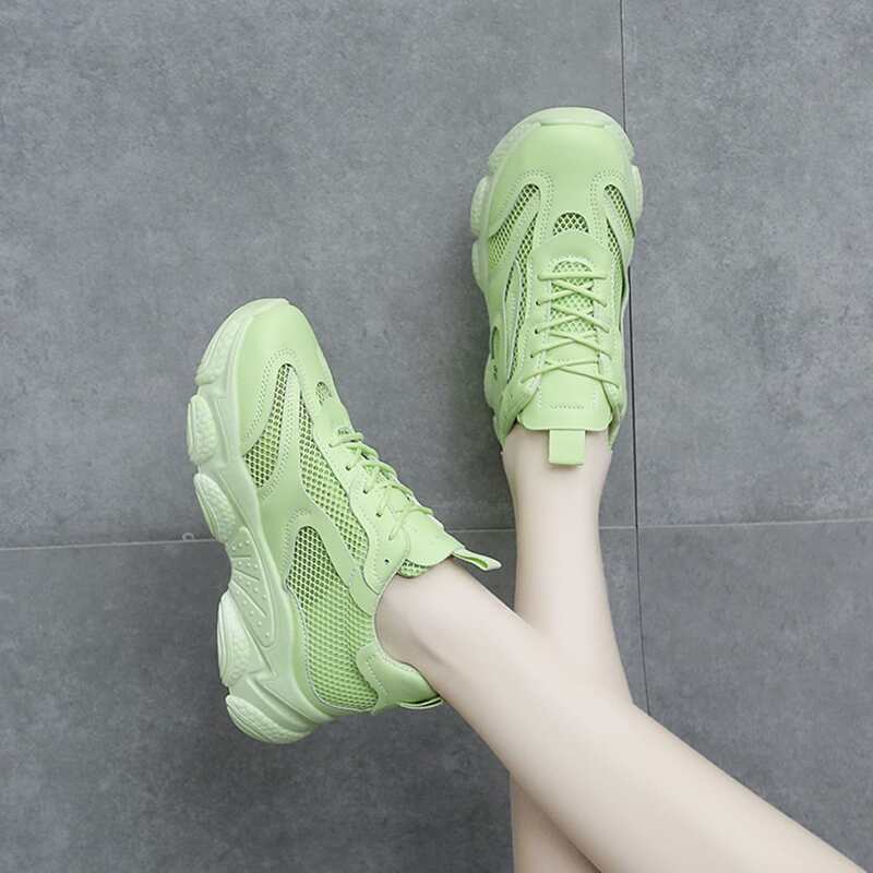 

Mesh Panel Chunky Sneakers, Green