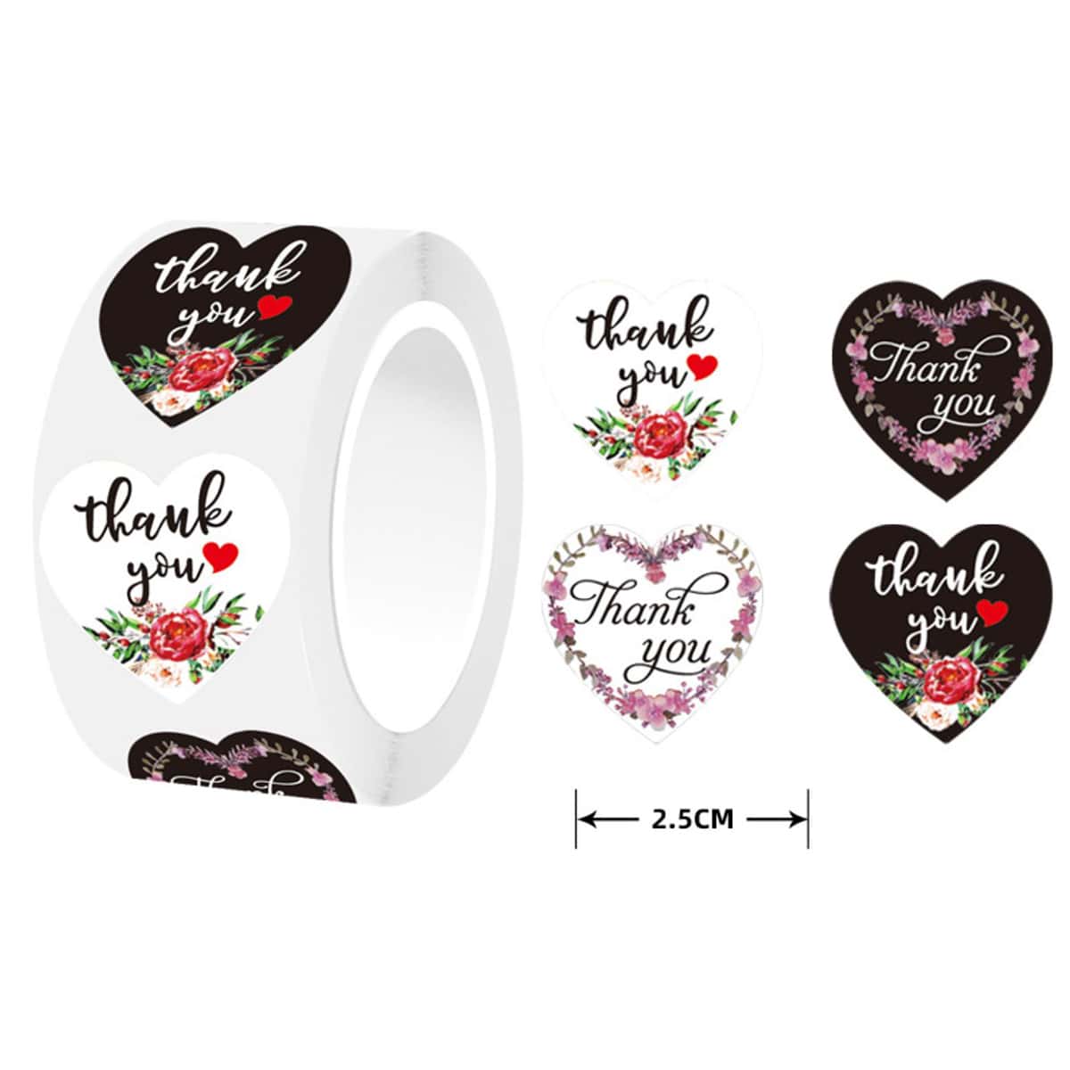 

500pcs Heart Shaped Sticker, Multicolor