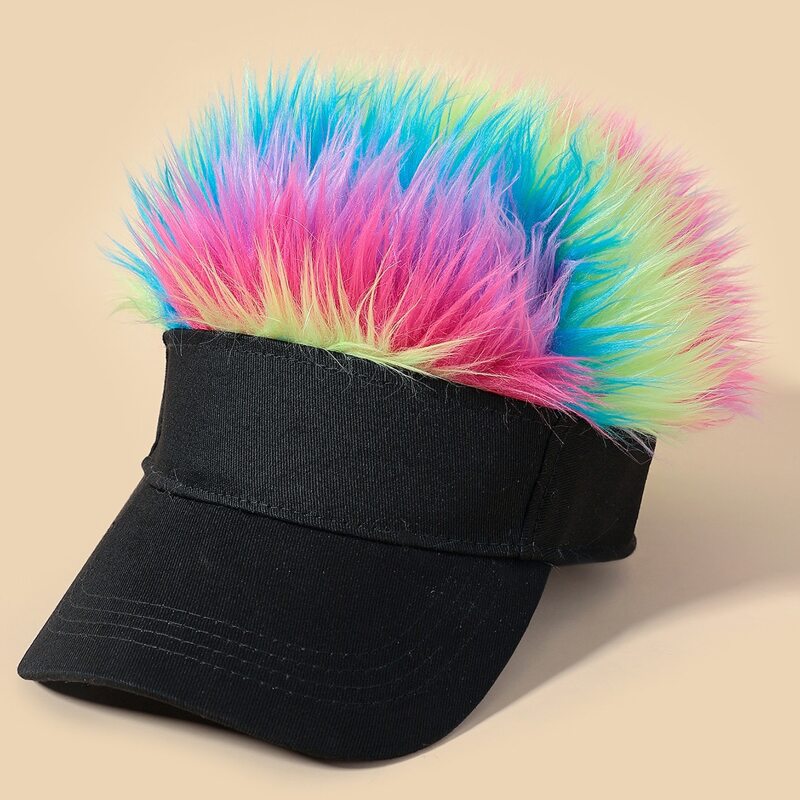 

Colorful Wig Decor Visor Hat, Multicolor