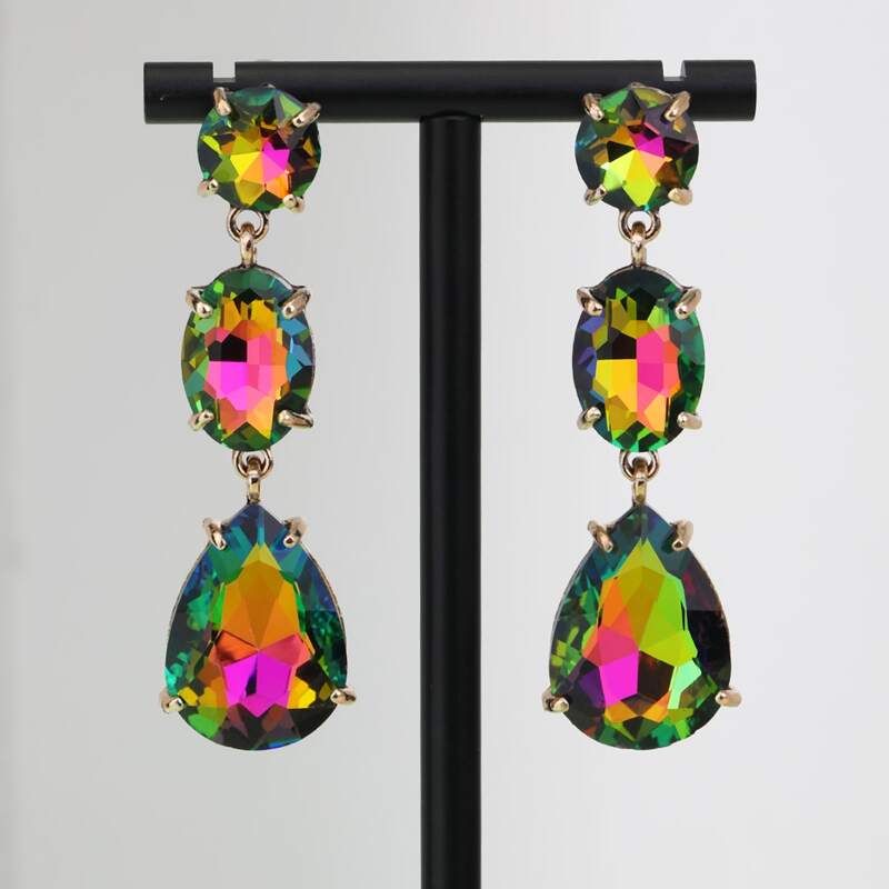 

Rhinestone Drop Earrings, Multicolor