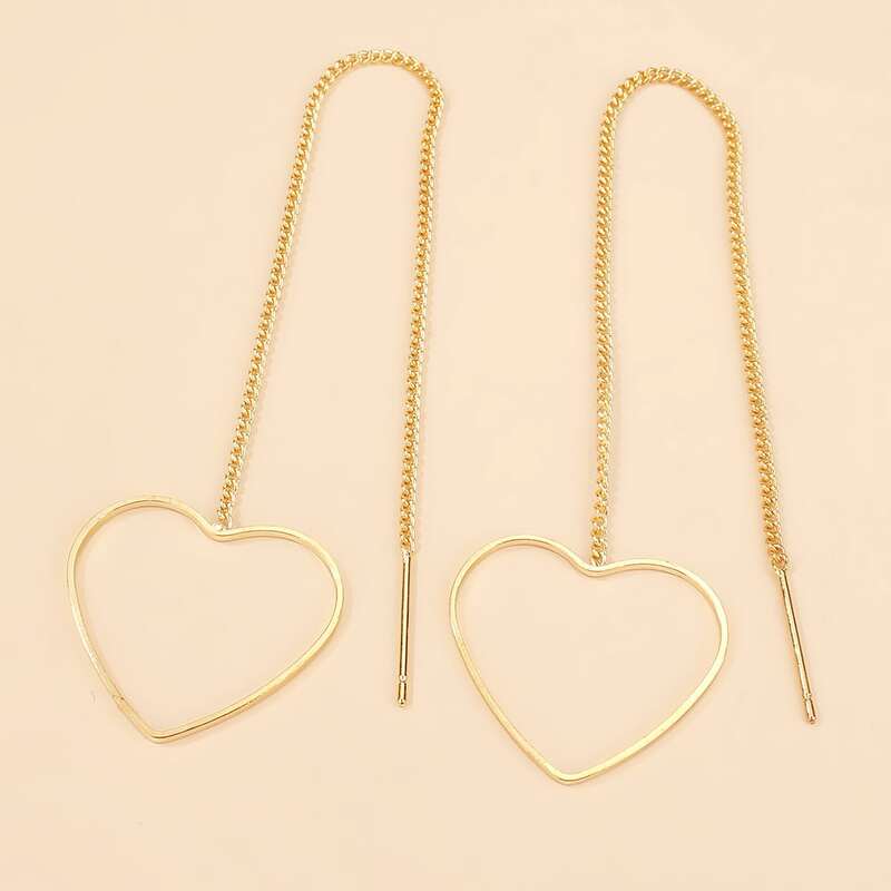 

Heart Drop Earrings, Gold