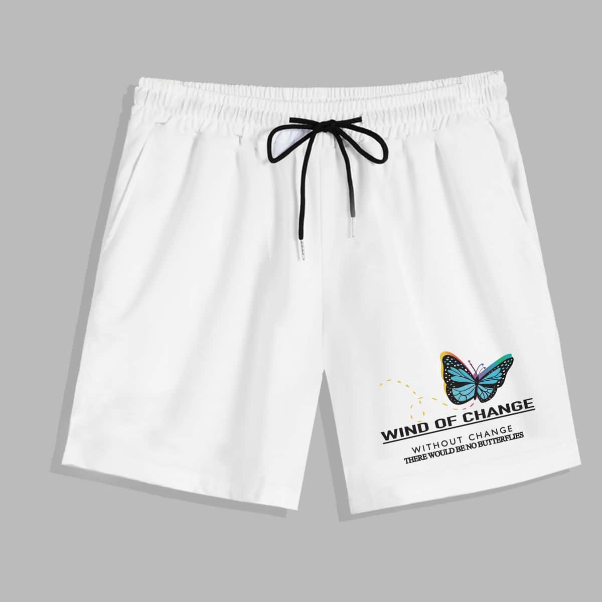 

Guys Letter Butterfly Graphic Drawstring Shorts, White