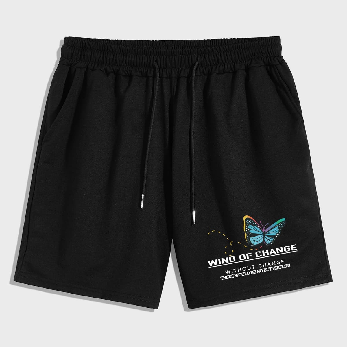 

Guys Letter Butterfly Graphic Drawstring Shorts, Black