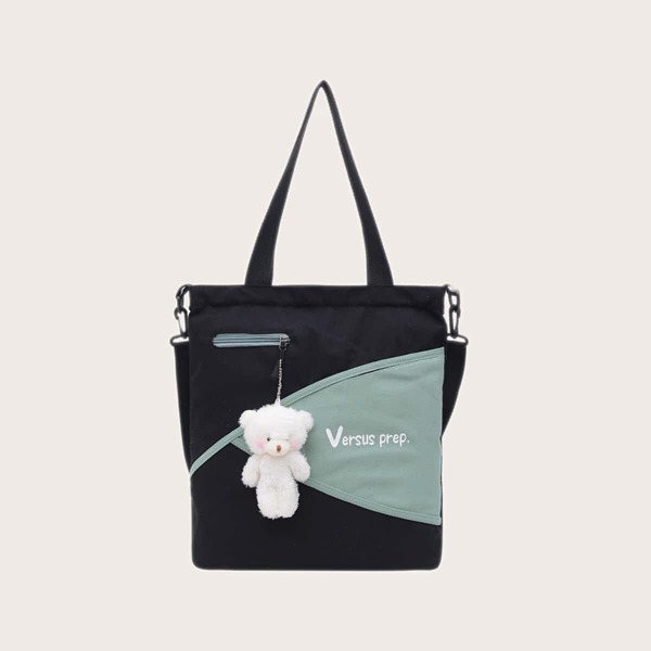 

Cartoon Decor Letter Graphic Shoulder Tote Bag, Multicolor
