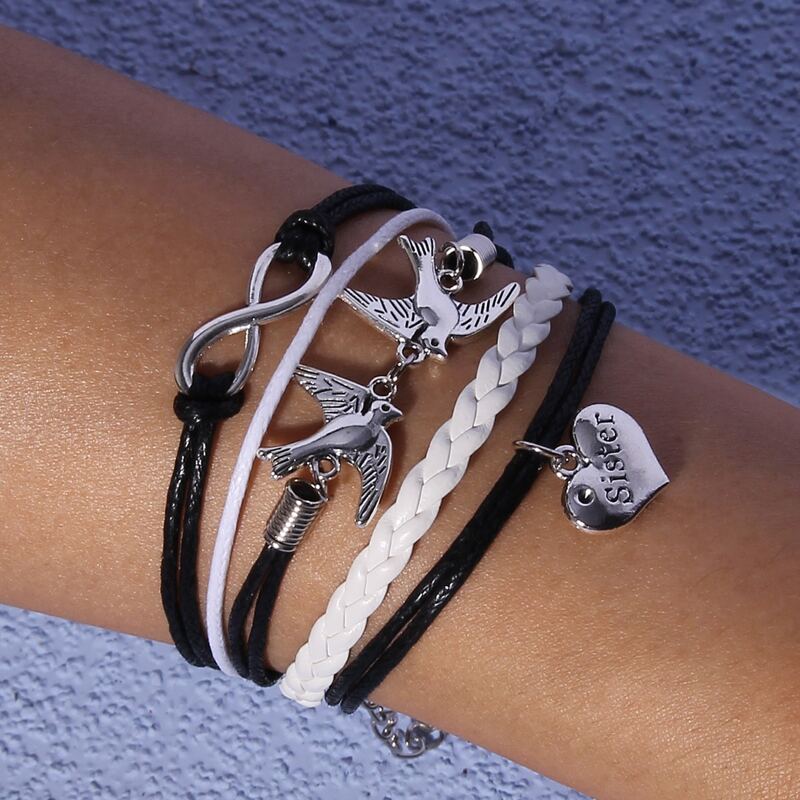 

Guys Heart Charm Layered Bracelet, Multicolor