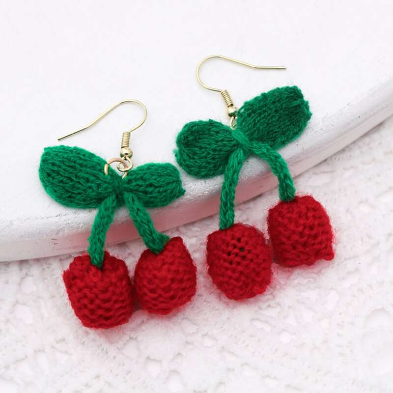 

Cherry Drop Earrings, Red