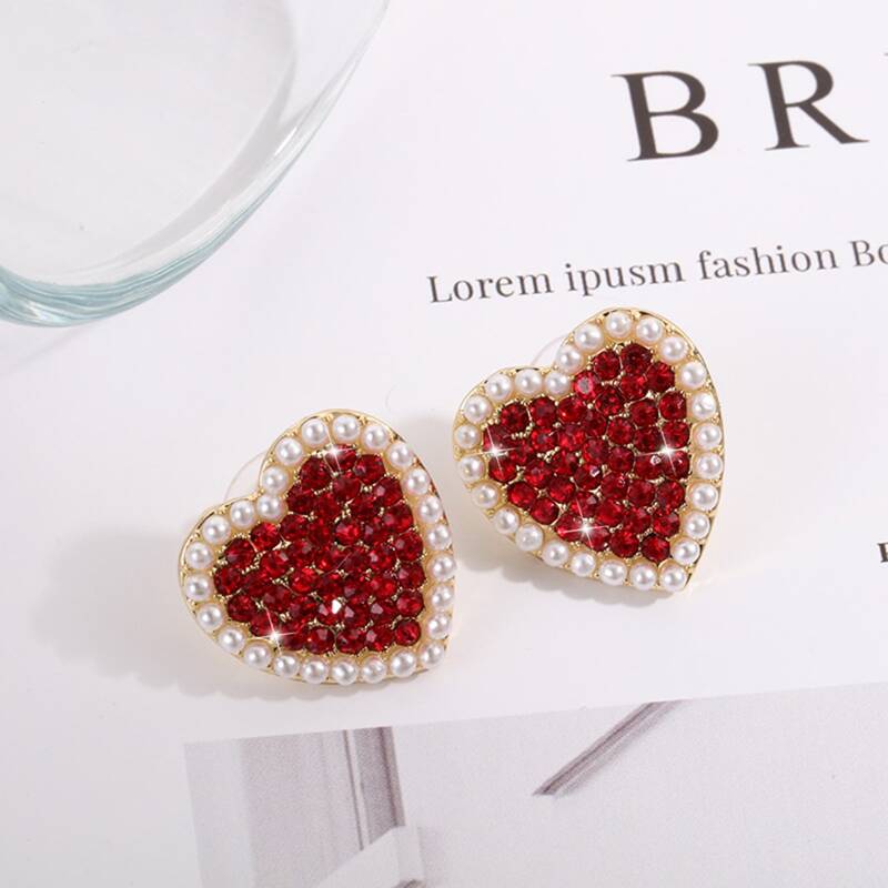 

Heart Stud Earrings, Red