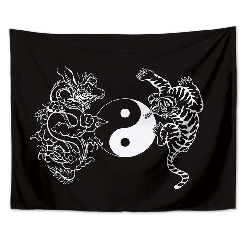 

Yin Yang Symbol Tapestry, Black