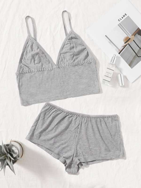 SHEIN Set pakaian dalam bergaris polos