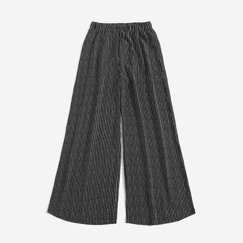 

Striped Wide Leg Pants, Black