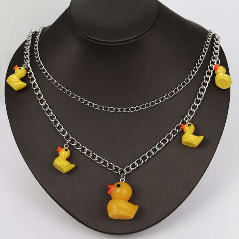 

Duck Layered Chain Necklace, Silver