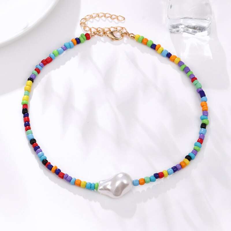 

Faux Pearl Decor Beaded Necklace, Multicolor