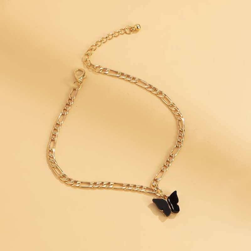 

1pc Butterfly Chain Anklet, Gold