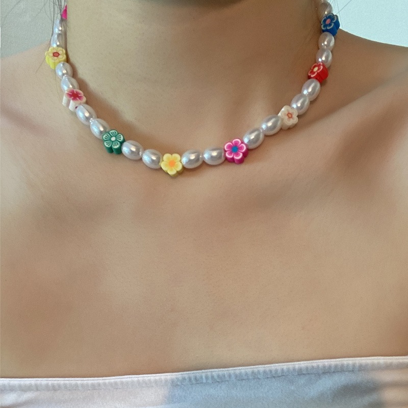 

Faux Pearl Beaded Necklace, Multicolor