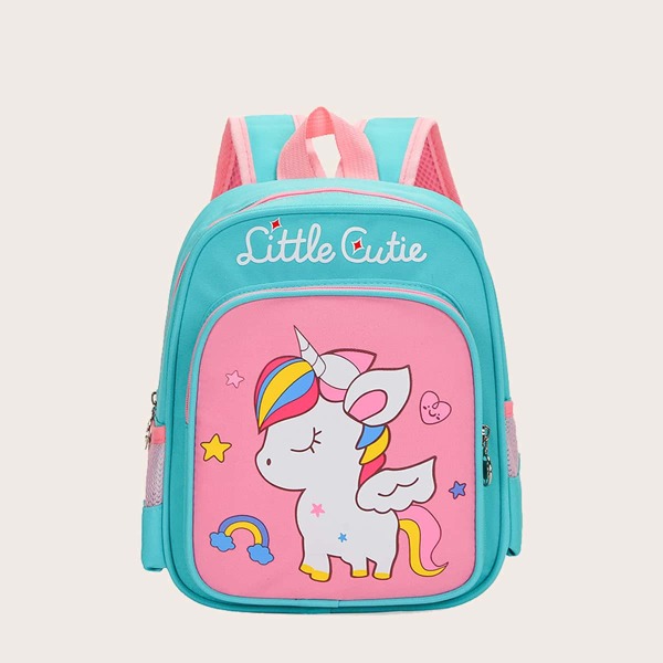 

Girls Cartoon Graphic Functional Backpack, Multicolor