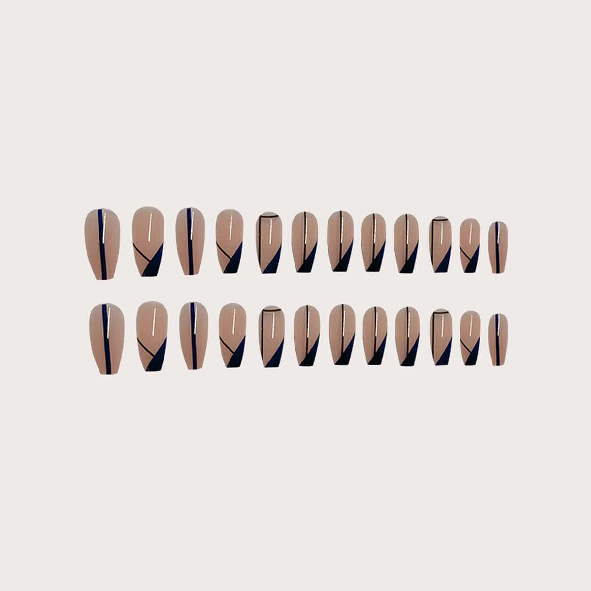 

24pcs Geometric Pattern Fake Nail, Blue