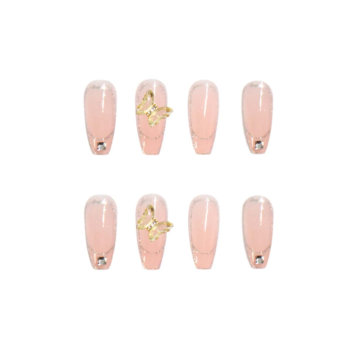 

24pcs Rhinestone Fake Nail, Clear
