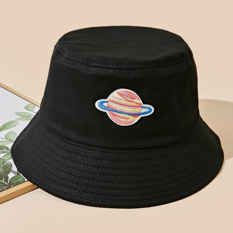 

Planet Embroidery Bucket Hat, Black